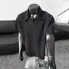 Camiseta de manga corta con textura de espiga, estilo americano, marca de moda para hombre, polo casual de verano, holgado, elegante, de media manga