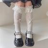 Calcetines Finos de Verano para Niñas Calcetines de Encaje Lolita Princesa Malla con Encaje y Lazo Calcetines de Media Pantorrilla para Niñas