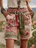 2025 Amazon Site Independente Transfronteiriço Novos Shorts Casuais Femininos com Estampa Floral Retro Europeia e Americana