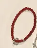 Pulseira de Ágata Vermelha com Contas, Pulseira Exquisita de Nicho de Luxo Leve, Pulseira Versátil de Alta Qualidade Retrô