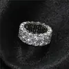 RAKOL Anillo de Zirconia Estilo Ins Europeo y Americano Transfronterizo con Diamante Rectangular y Cadena de Esmeralda Anillo de Diseño Hueco Joyería