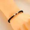 Moda Europeia e Americana Simples Pulseira de Vidro Ágata Preta Pulseira Tecida à Mão Joias de Contas Pequenas para Meninas Atacado