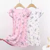 Camisola de Menina Verão Fresco Fina Estilo Princesa Vestido Pijama Bebê Seda de Gelo Roupas de Casa Infantis Saia