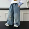 Ropa de Primavera y Otoño para Niños Jeans Rasgados Estilo Coreano Pantalones Casuales Versátiles Sueltos Atractivos para Niños Pantalones de Otoño para Bebé