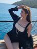 2025 Novo Maiô Triângulo Inteiro Feminino Cobrir Barriga Emagrecimento Resort de Praia Águas Termais Moda Praia Feminino [Dropshipping]