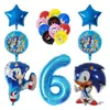 Globo de Película de Aluminio Erizo Sonic Juego de Cinco Piezas Globo de Cumpleaños para Niños Combo de Globos para Fiesta Temática de Sonic