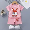 Conjunto de Verano para Niños Camiseta de Manga Corta y Shorts Ropa de Casa para Bebés Niñas Camiseta para Bebé Pijamas para Niños 0-1-2-3 Años