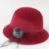 Sombrero para mujer de mediana edad y estilo antiguo tipo cubeta para mujer otoño e invierno cortavientos lana lazo retro Joker sombrero de pescador venta al por mayor