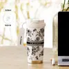 Nova Caneca Térmica Lírio-do-Vale Aço Inoxidável 316 Caneca de Café com Aparência Premium para Meninas Grande Capacidade com Canudo Caneca de Presente