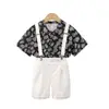 Camisa de Manga Corta y Peto para Niños de Verano Traje Infantil Estilo Hong Kong Ropa Formal Atuendo para Evento del Día del Niño
