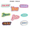 Etiqueta bordada original etiqueta bordada desenhos animados letras em inglês acessórios de vestuário etiqueta de distintivo patch patch etiqueta de tecido acessórios adesivo de tecido