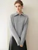 Suéter de cuello alto con media cremallera 100% cachemira pura para mujer, nuevo estilo otoño e invierno, tejido holgado y favorecedor, top básico de manga larga