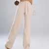 Pantalones de Lana y Seda Five White Geese 6233 para Mujer, Pantalones Rectos con Caída, Pantalones Anchos de Capa de Aire Engrosados, Estilo Delgado y Holgado