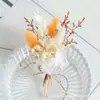 Ramo Mini de Flores Secas Transfronterizo de 12 cm, Flores Reales, Rosas, Gypsophila, Regalo, Ramillete, Decoración de Coche, Decoración Hecha a Mano