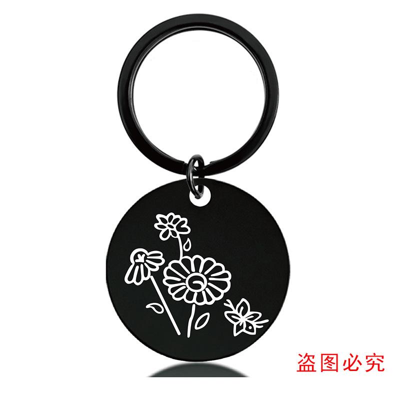 十二月份花朵黑+金圆牌钥匙扣单张图-02