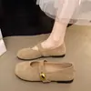 Zapatos Mary Jane planos sin cordones para mujer para combinar con faldas, nuevo estilo primavera 2026, corte bajo con una correa de hebilla, zapatos de vestir de estilo abuela