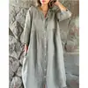 Vestido Camisa Soltinho Feminino Manga 3/4 Casual Midi