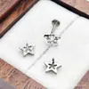 Pendientes de Estrella de Cinco Puntas con Circonita de Aleación de Titanio F136 Clavos para Labios Rosca Interna Piercing de Titanio G23 Joyería para Piercings Clavos para Hueso de la Oreja de la Cabeza