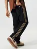 Pantalones casuales de rayas estilo americano personalizados para hombre de verano, ligeros, deportivos, de corte ancho y holgado para jóvenes
