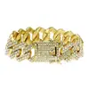 Amazon Pulsera Cubana de Diamante Tosco Agresiva Exagerada Moda Masculina Pulsera de Moda Pulsera de 20 mm de Ancho