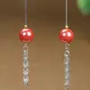 Pendientes de Plata de Ley de Alta Gama Chapados en Plata al por Mayor Alambre para Pendientes de Cinabrio Cola de Fénix Arena Imperial Pendientes de Oro de Arena Púrpura de Alto Contenido