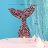 Decoración de Cola de Pez Oceánica Decoración Creativa de Lentejuelas Brillantes Tarjeta para Pastel Belleza Vieira Submarino Cumpleaños Infantil