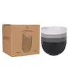 Amazon Plato Tazón Taza Vajilla Rayas Verticales 4 Piezas Paja de Trigo Hogareño Color Oscuro Plato de Cena Tazón de Sopa Taza de Agua Caja de 8 Piezas