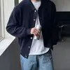 Cárdigan de punto con solapa y botones de estilo maduro de moda para otoño e invierno para hombre, ajuste casual holgado, chaqueta de punto relajada con hombros caídos