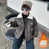 Chaqueta de Algodón con Cuello de Piel para Niños Ropa de Invierno Niños Fresco Acolchado Cuero Algodón Abrigo Ropa de Invierno 2026 Bebé Parka Chaqueta de Moda