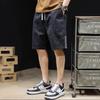 Shorts de Trabalho Retrô Americano Masculino Patchwork Esportivo Shorts de Comprimento Médio Tendência Japonesa Solto Casual Praia Shorts de Comprimento Médio
