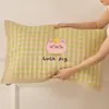 Funda de almohada de algodón puro, Par de algodón, Funda de almohada de gasa de dibujos animados, Antideslizante, Anticaída, Funda de almohada para el hogar, Paquete individual