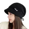 Gorro de Tricô para Mulheres, Cor Sólida Outono e Inverno, Gorro Slouchy, Novo Gorro Quente Pulôver, Gorro de Lã Branco para Proteger as Orelhas ao Ar Livre