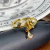 Anillo Abierto de Zirconia con Goteo de Aceite Esmaltado Serie Dorada Vintage Retro Lujo Ligero de Gama Alta para Mujer