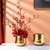 Jarrón de cerámica chapado en oro con diseño nórdico de ricas flores de frutas a juego, adornos de jarrón, modelo de flores, manualidades para habitación
