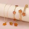 Venda Quente Transfronteiriça Conjunto de Joias Flor da Sorte Pulseira de Acrílico Pulseira Colar de Trevo Anel Brincos para Mulheres Atacado