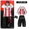 Ropa de Street Dance para Niños Ropa Hip Hop de Moda para Niños Rayas Rojas y Blancas 03 Conjunto de Ropa de Baile Traje de Presentación para Niñas Niños