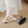 Sandalias Mary Jane Cuadradas Transpirables Tejidas Huecas de Nuevo Estilo 2026 para Mujer con Hebilla de Una Correa, Planos Versátiles de Moda