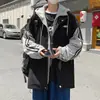 Jaqueta Falsa de Duas Peças Masculina Primavera Outono Estilo Japonês Preguiçoso Chique Estilo Hong Kong Cardigan Tendência Ins High Street Harajuku Marca Tendência Jaqueta