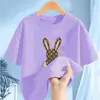 2130 # Camiseta de Algodón Puro para Niños Verano Nueva Camiseta de Manga Corta para Niñas Camiseta de Manga Media con Estampado de Dibujos Animados para Bebés Niñas