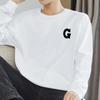 Camiseta de algodón americano pesado de 260 g para hombre, de manga larga, con base interior, estampada con letras, de algodón para otoño