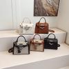 Bolsa Kelly Portátil de Tecido Costurado Feminina 2025 Nova Casual Versátil Bolsa de Ombro Moda Bolsa Transversal para o Dia a Dia Bolsa Feminina