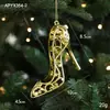 Decoraciones de Navidad, adornos dorados para árbol de Navidad, copos de nieve creativos, zapatos de cristal, colgantes de renos, accesorios galvanizados, colgantes