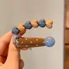Pinza para el Cabello de Lana con Estampado de Leopardo para Otoño e Invierno para Mujer, Elegante Pinza para Flequillo Lateral, Pinza BB de Gama Alta para Pelos Sueltos, Pasador de Moda Estilo Retro