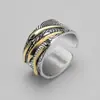 Anillo de Meteoro Vintage para Hombre Tendencia Personalizado Anillo de Dedo Dorado Moda Simple Anillo Abierto para Hombre Plata Anti-Tailandesa