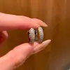 Pendientes Redondos Completos de Diamante en Plata de Ley S925 para Mujer, Estilo Vintage de Lujo Ligero, Pendientes de Diseño de Nicho de Gama Alta, Populares en Xiaohongshu