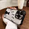 Estojo de Celular Estampado de Patinha de Gato Mais Vendido no Comércio Exterior para iPhone 13/14 Pro Max, Estojo Transparente com Airbag Galvanizado Anti-Queda