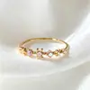 Anillo Abierto Ajustable Tilenny Estilo Ins Más Vendido Transfronterizo con Circonita para Mujer, Diseño Floral Dulce y Lindo