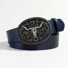 Cinturón Ancho para Mujer de 3.8cm de Ancho Estilo Retro Animal Hebilla Ovalada Occidental Cinturón Negro para Mujer