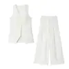 Estilo Europeo y Americano Comercio Exterior Transfronterizo Stock Listo Moda Femenina Conjunto Casual Chaleco Ajustado + Pantalones Largos Holgados Plisados