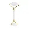 Rodillo de jade en stock, rodillo de masaje facial de cristal rosa de doble cabeza, juego de tabla raspadora en forma de corazón de jade para salón de belleza